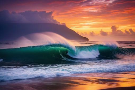 Free Stock Photo of Sunset Waves
