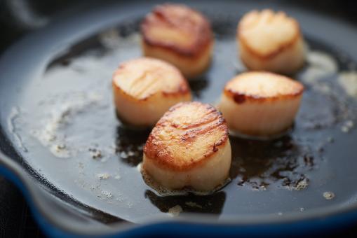 Free Stock Photo of Seared scallops