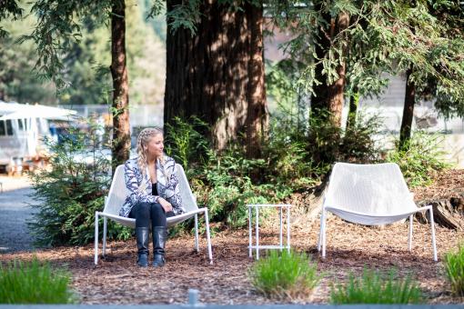 Free Stock Photo of Woman sitting camp