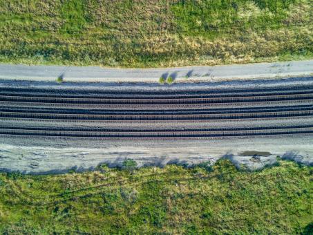 Free Stock Photo of Train tracks aerial