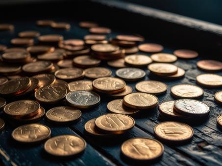 Free Stock Photo of Gold Coins Money Background