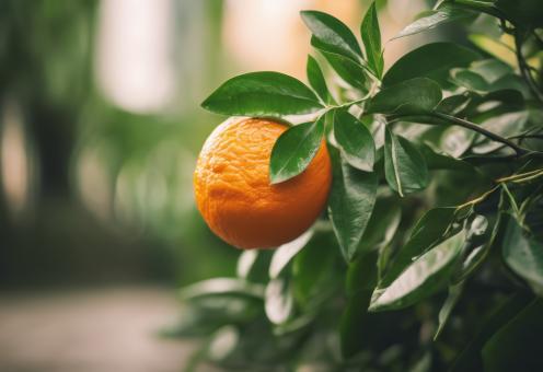 Free Stock Photo of Fresh Orange With Green Leaves