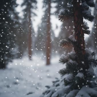 Free Stock Photo of Snow Fell on the Pine Trees for Winter Background