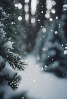 Free Stock Photo of Snow Fell on the Pine Trees for Winter Background