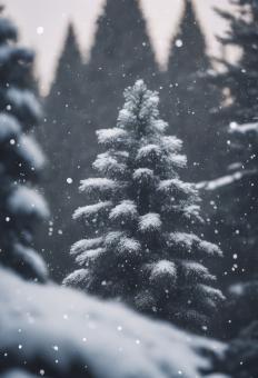 Free Stock Photo of Snow Fell on the Pine Trees for Winter Background