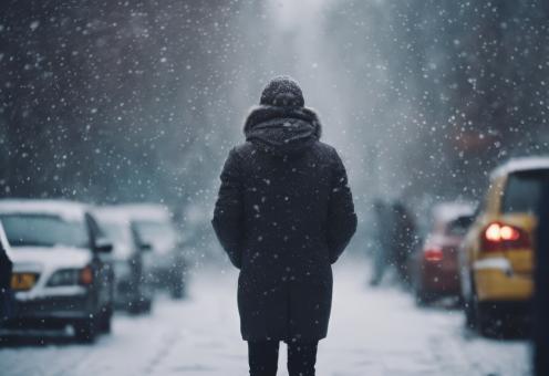 Free Stock Photo of Snow Falls on a Person for Winter Background