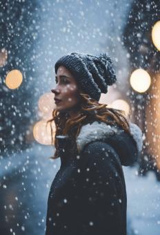 Free Stock Photo of Snow Falls on a Person for Winter Background