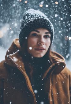 Free Stock Photo of Snow Falls on a Person for Winter Background
