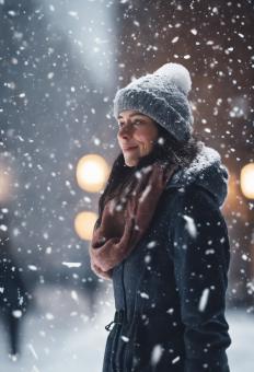 Free Stock Photo of Snow Falls on a Person for Winter Background