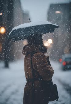 Free Stock Photo of Snow Falls on a Person for Winter Background