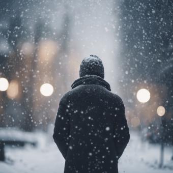 Free Stock Photo of Snow Falls on a Person for Winter Background