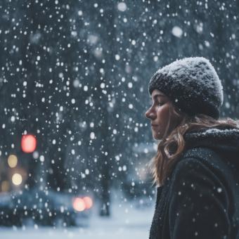 Free Stock Photo of Snow Falls on a Person for Winter Background