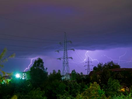 Free Stock Photo of Lightning Storm over City