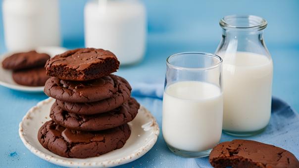Free Stock Photo of Cookies with Milk