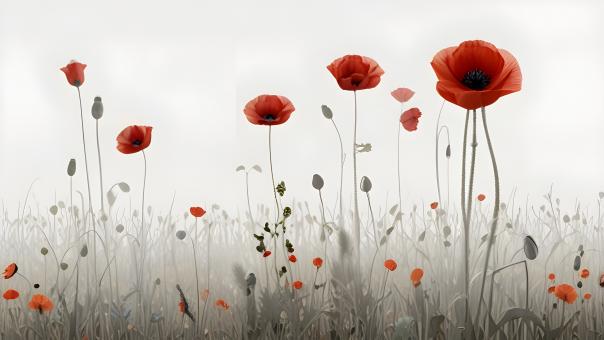 Free Stock Photo of Poppies Blooming in a Cornfield