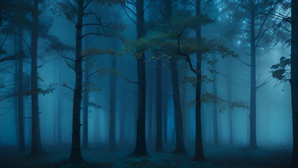 Free Stock Photo of Forest Covered in Fog