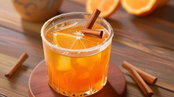 Free Stock Photo of Zesty Ginger-Infused Orange Cocktail with Cinnamon