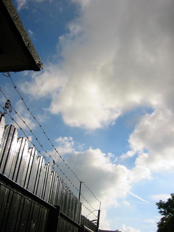 Free stock image of Barb wire fence against a cloudy sky created by damien van holten