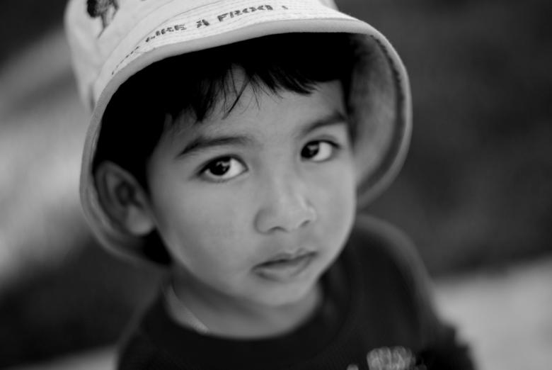 Free stock image of Young boy with a hat - b&amp;w created by Ajith