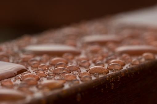 Free Stock Photo of Droplets on wood - Macro