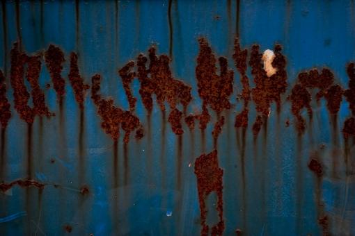 Free Stock Photo of Rust on blue metal