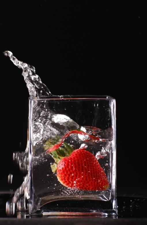 Free stock image of Splashing strawberry created by Peter Tompkins