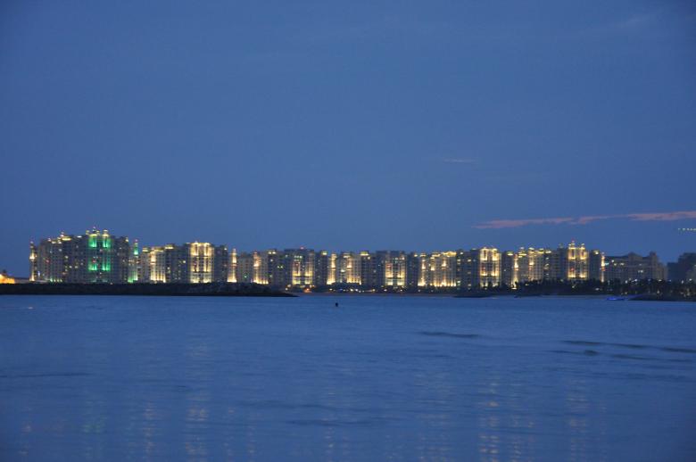 Free stock image of Palm Jumeirah at night created by Naumaan Hassan