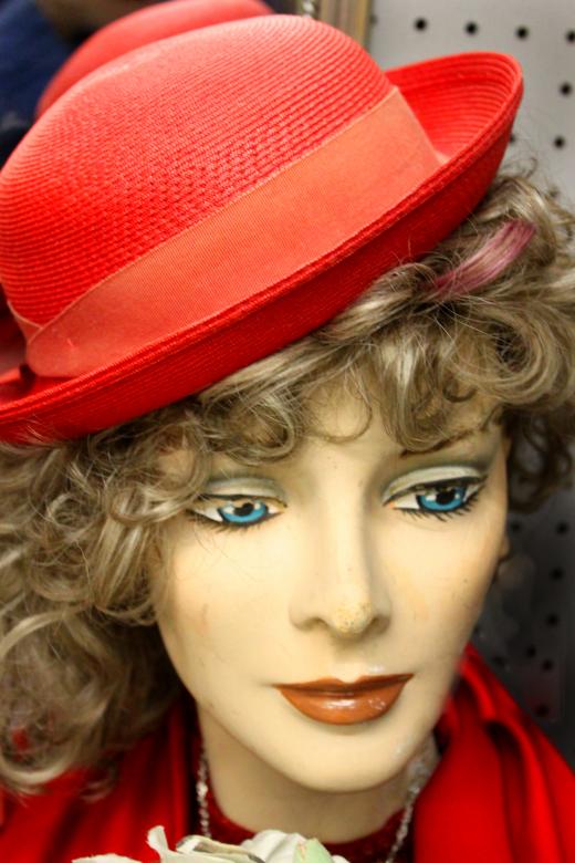 Free stock image of Old red hat on manneqiun created by Val Lawless