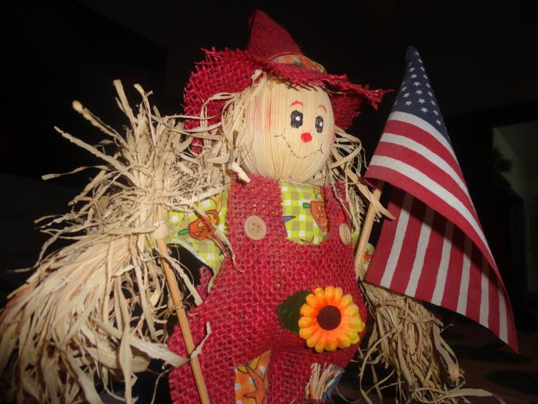 Free stock image of American flag with scarecrow created by basem