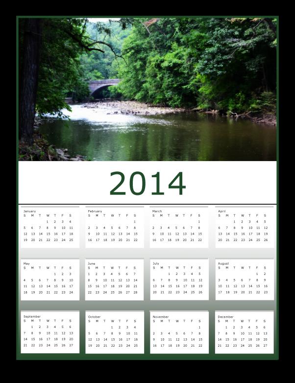 Free stock image of View at Valley Green 2014 Calendar created by Katrena Patterson