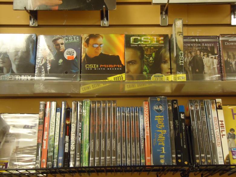 Free stock image of DVD movies display created by Katharine Sparrow