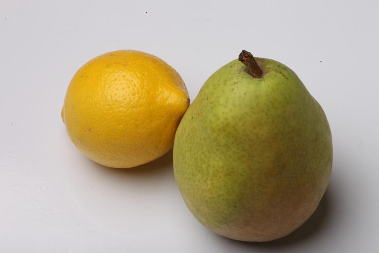 Free stock image of Pear and Lemon isolated on white created by Jared Davidson