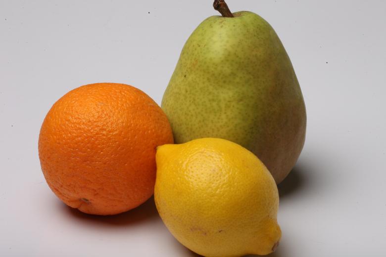 Free stock image of Lemon, Pear and Orange isolated on white created by Jared Davidson