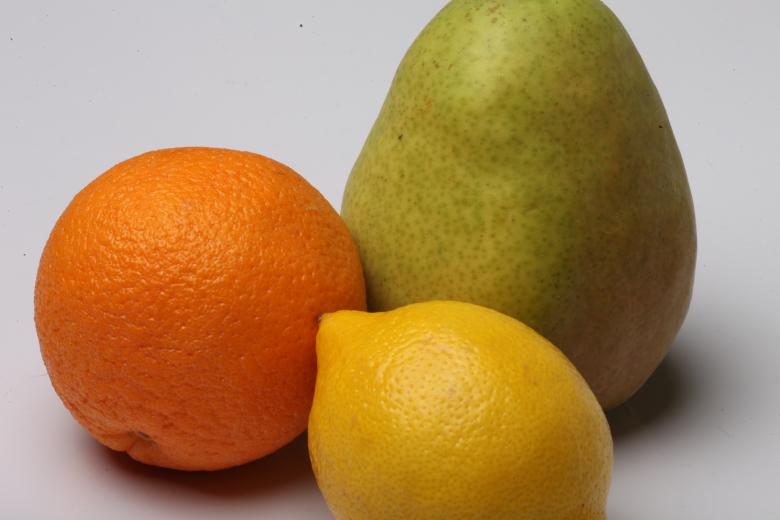 Free stock image of Lemon, Pear and Orange isolated on white created by Jared Davidson
