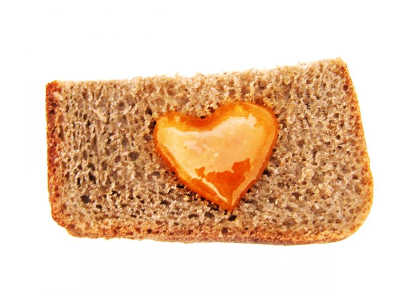 Free stock image of Bread with heart shaped honey created by 2happy