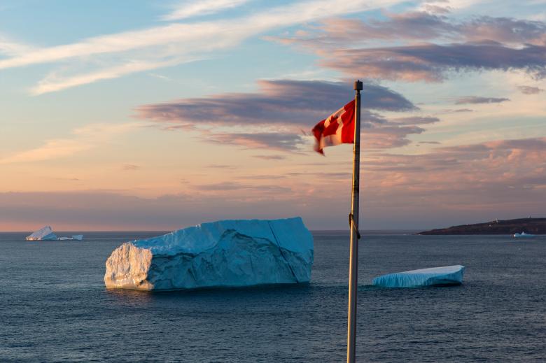 Free stock image of Iceberg and Canadian Flag created by Geoffrey Whiteway