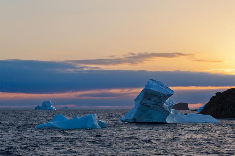 Free stock image of Icebergs at Sunset created by Geoffrey Whiteway