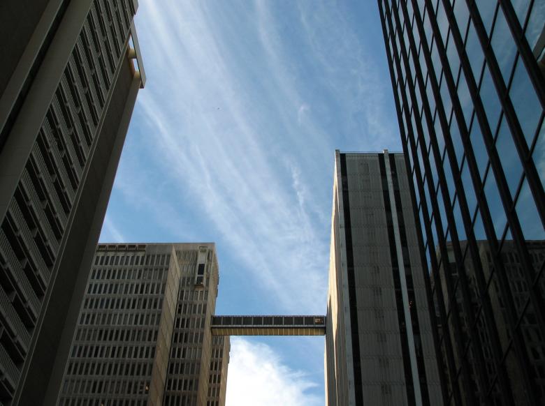 Free stock image of Modern buildings with a blue sky backgro created by Benjamin Miller