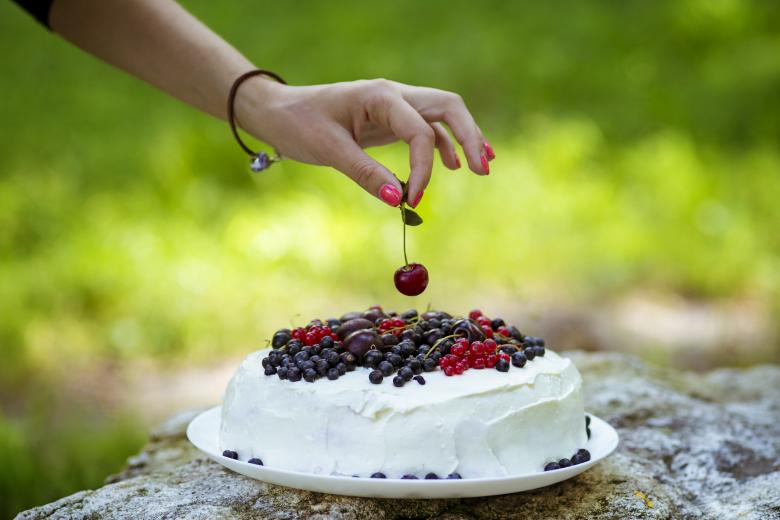Free stock image of Putting cherry on the fresh berry cake created by Oksana Zahray