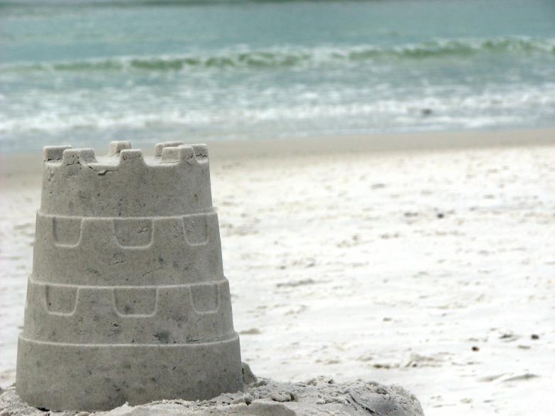 Free stock image of A sandcastle overlooking the ocean created by Benjamin Miller