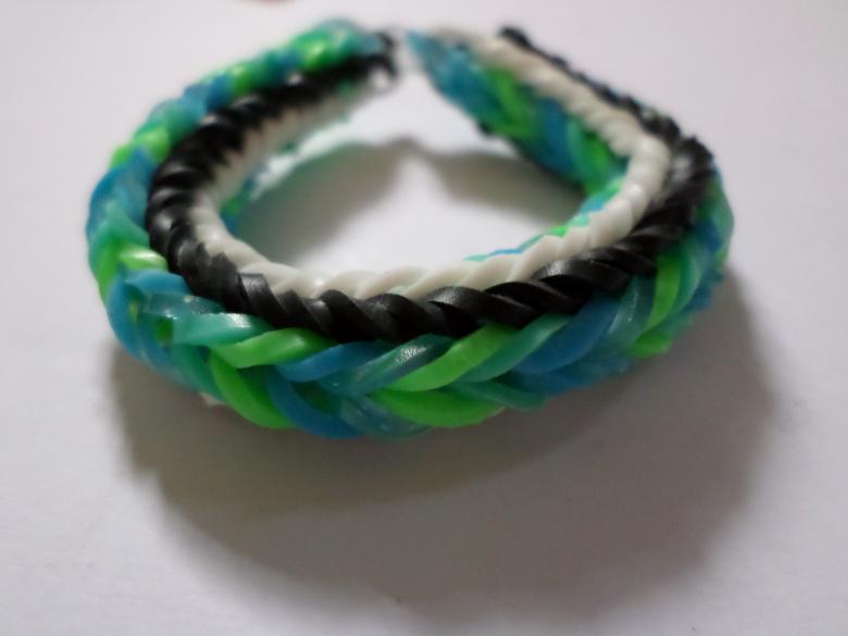 Free stock image of Green, blue, black and white loom bracel created by Mark Gleeson