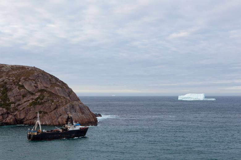 Free stock image of Trawler and Iceberg at Sea created by Geoffrey Whiteway