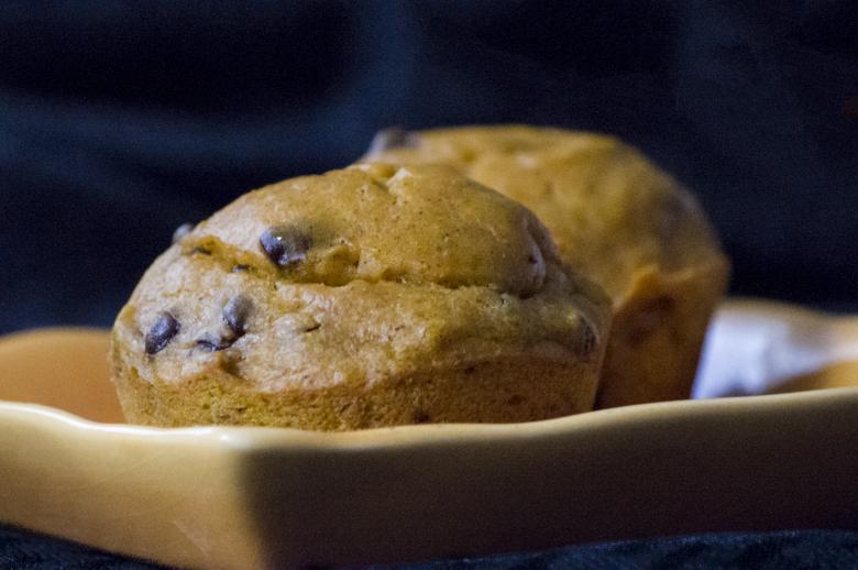 Free stock image of Banana Pumpkin Chocolate Chip Muffins created by Heather Elaine Kitchen
