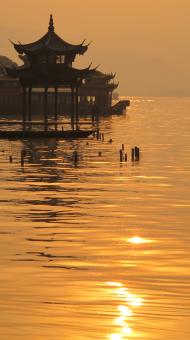 Pavilion on Water During Sunset - Free Stock Photo