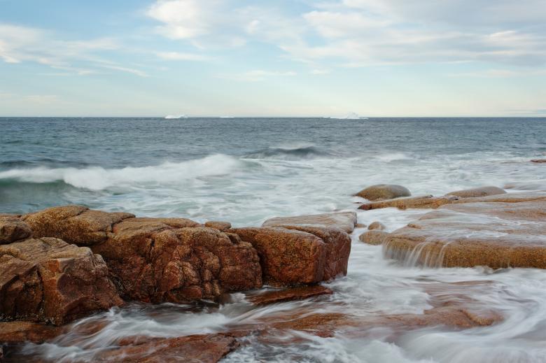 Free stock image of Seascape with Icebergs created by Geoffrey Whiteway