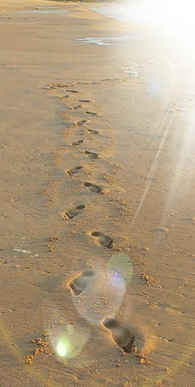 Free stock image of Footprints in the sand created by Geoff Gartly