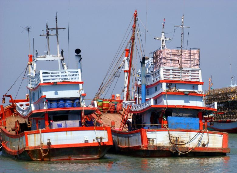 Free stock image of Two Thai fishing boats created by Chas Mac