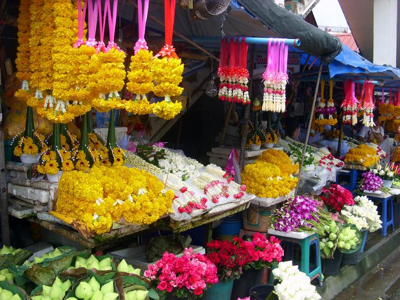 Free stock image of Flower garlands stall created by Chas Mac