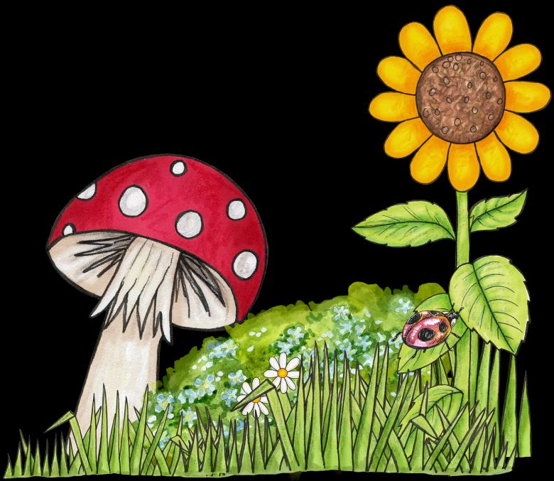 Free stock image of Mushroom n Sunflower created by Pixabay
