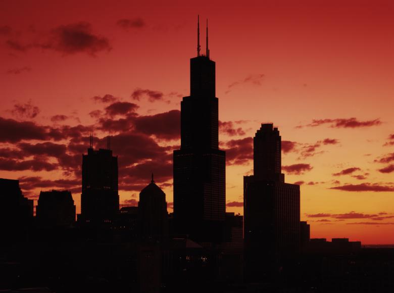 Free stock image of Chicago Sunset created by Pixabay